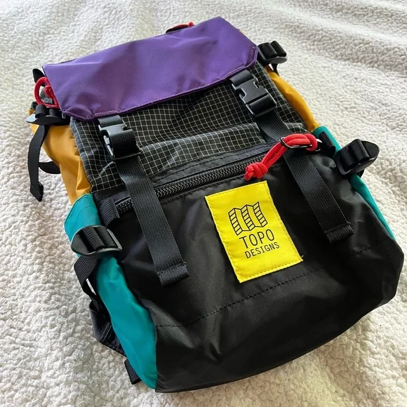 Like New! Topo Designs Mini Rover Backpack Ripstop/Black/Purple Retro Unisex - Picture 5 of 15